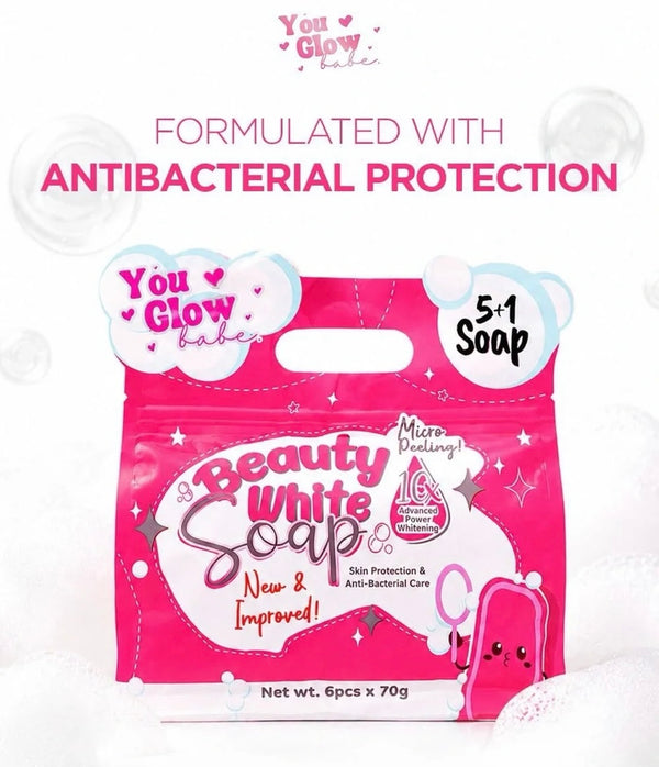 You Glow Babe- BEAUTY WHITE SOAP - New Improved (6x70g soap)