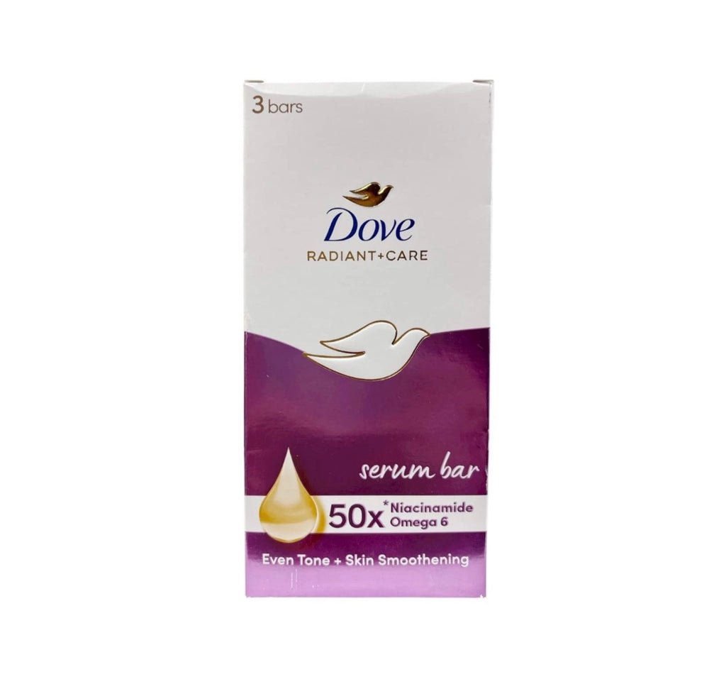 Dove Radiant + Care Serum Bar 50x Niacinamide Omega 6 -Even Tone + Skin Smoothening Serum Bar Soap 3 x90g (purple)