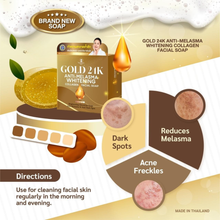 Precious Skin Thailand Gold 24K Anti-Melasma Whitening Collagen Facial Soap, 50g