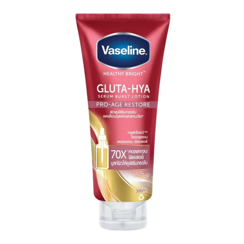 Vaseline Gluta-Hya Serum Burst Lotion Pro-Age Restore 300ml ( RED )