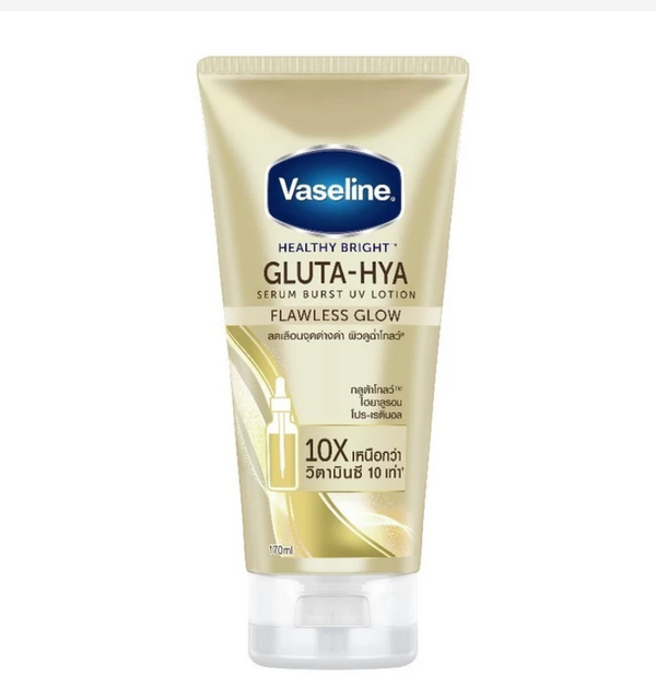 Vaseline Gluta - HYA Glow Serum 10X Serum Burst UV Lotion - FLAWLESS GLOW 290 ml - ( Gold )