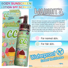 Walnut's CC Body Sunscreen Lotion SPF50 200ml – Lightweight UV Care Body Lotion with Oil Control, Waterproof & Sweat-Resistant Formula (Green)