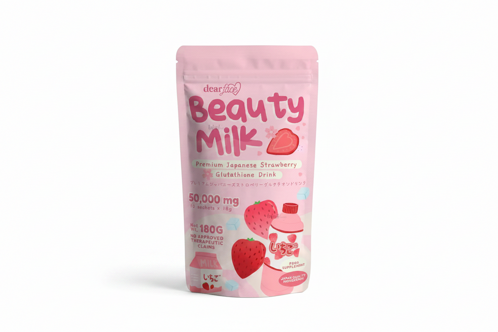 Dear Face- Beauty Milk Strawberry Glutathione Drink (18 x 10 sachets)