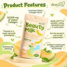 Dear Face- Beauty Milk Premium Japanese Collagen Drink MELON (18g x 10 sachets)