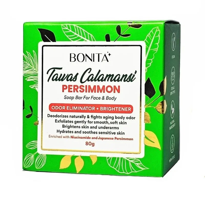 Bonita- Tawas Calamansi & Persimon soap (odor elimination & Brightening) Face & Body soap (80g)